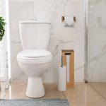 Set suport pentru hartie igienica cu suport depozitare role, din bambus, 4 x 14,5 x 14 cm / 43 x 14 x 14 cm - imagine 2