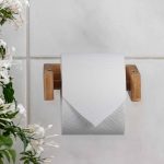 Set suport pentru hartie igienica cu suport depozitare role, din bambus, 4 x 14,5 x 14 cm / 43 x 14 x 14 cm - imagine 5