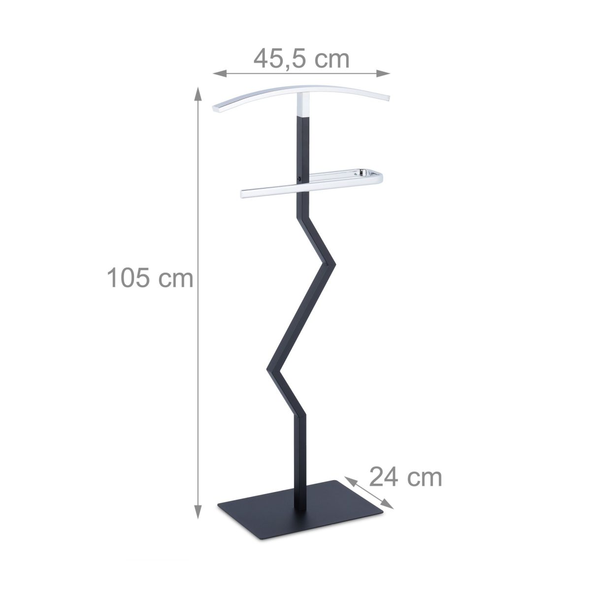 Portmantou din otel, negru/argintiu, 105 x 45,5 x 24 cm - imagine 4