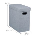Taburet cu spatiu de depozitare, pliabil, 49 x 48,5 x 27 cm, gri - imagine 5