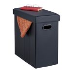 Taburet cu spatiu de depozitare, pliabil, 49 x 48,5 x 27 cm, negru
