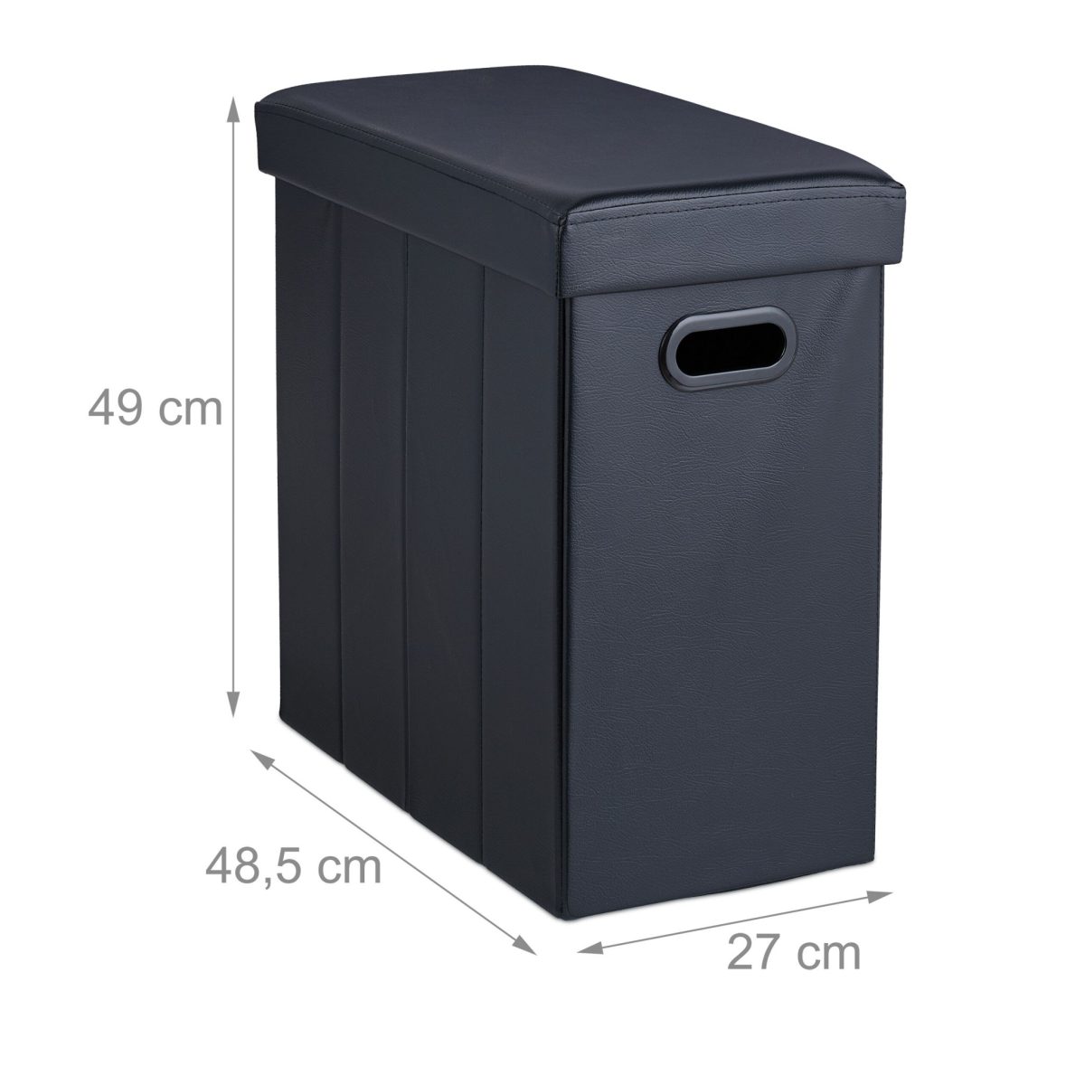 Taburet cu spatiu de depozitare, pliabil, 49 x 48,5 x 27 cm, negru - imagine 4