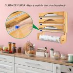 Dispenser de bucatarie 4 in 1, pentru rola de hartie si folie alimentara, 35.7 x 24.5 x 7.62 cm, natur - imagine 4