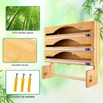 Dispenser de bucatarie 4 in 1, pentru rola de hartie si folie alimentara, 35.7 x 24.5 x 7.62 cm, natur - imagine 6