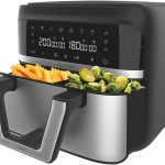 Friteuza cu aer cald Cecotec Cecofry Dual 9000 04996, 2850W, 9L, control tactil, 6 programe, negru/argintiu