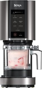 Aparat de preparat inghetata NINJA NC300EU, Inghetata, Gelato, Milkshake, Sorbet, Smoothie, 7 programe, Negru/ Argintiu