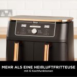 Friteuza cu aer cald Ninja, 2 compartimente mari de prajire, 6 functii, 9,5 litri, cupru/negru - imagine 4