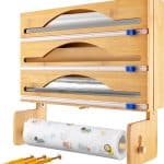 Dispenser de bucatarie 4 in 1, pentru rola de hartie si folie alimentara, 35.7 x 24.5 x 7.62 cm, natur
