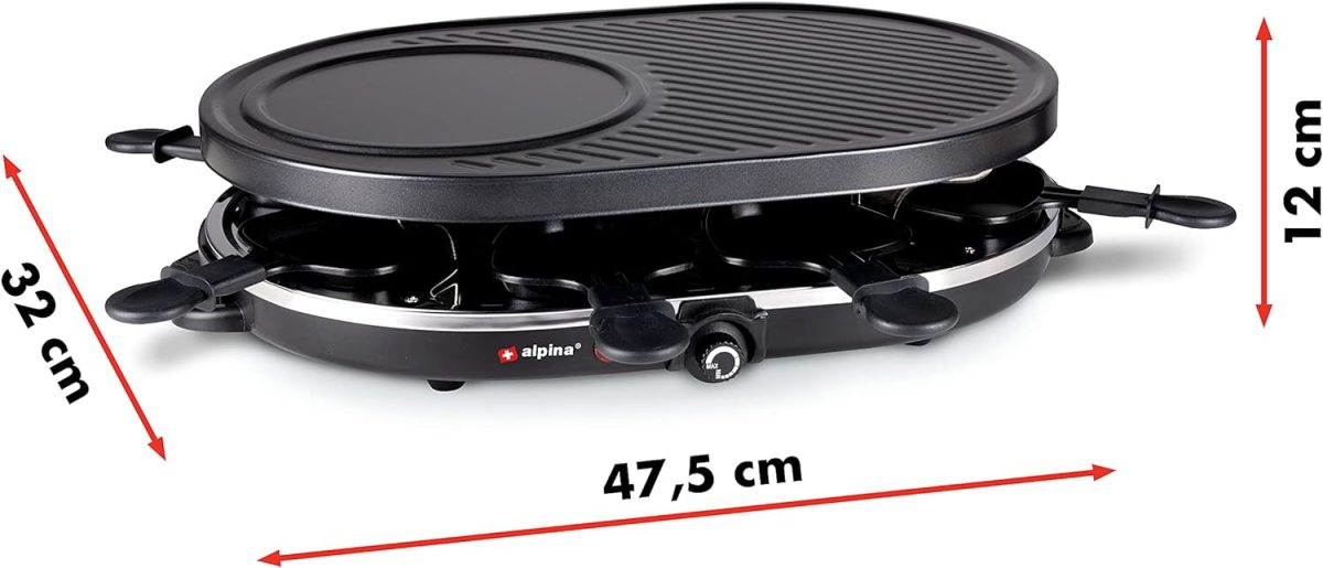 Gratar electric de masa, cu 8 mini tigai si spatule, 1200 W, fonta, 12 x 32 x 47 cm, - imagine 6