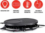 Gratar electric de masa, cu 8 mini tigai si spatule, 1200 W, fonta, 12 x 32 x 47 cm, - imagine 3