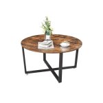 Masa de cafea rotunda VASAGLE, 88x88x47cm, Metal/Lemn, Maro