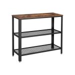 Consola, VASAGLE, Raft cu 3 etaje, pentru sufragerie, stil industrial, maro rustic si negru, 101,5 x 35 x 80 cm