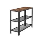 Consola, VASAGLE, Raft cu 3 etaje, pentru sufragerie, stil industrial, maro rustic si negru, 101,5 x 35 x 80 cm - imagine 4