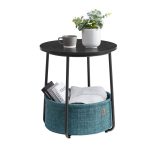 Masa rotunda pentru cafea, 45 x 45 x 50 cm, negru/turcoaz