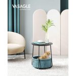 Masa rotunda pentru cafea, 45 x 45 x 50 cm, negru/turcoaz - imagine 4