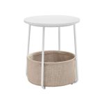 Masa rotunda pentru cafea, 45 x 45 x 50 cm, alb/crem