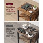 Noptiera cu priza incorporata,  2 porturi AC, 2 porturi USB si un cablu de incarcare de 2 m, 30 x 34 x 58 cm, design industrial, maro si negru - imagine 4
