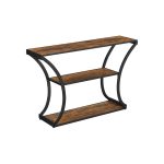 Masa Consola, VASAGLE, blat de masa extins, pentru sufragerie, 120 x 30 x 80 cm, stil industrial, maro rustic si negru LNT089B01 - imagine 2