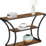 Masa Consola, VASAGLE, blat de masa extins, pentru sufragerie, 120 x 30 x 80 cm, stil industrial, maro rustic si negru LNT089B01