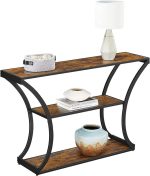 Masa Consola, VASAGLE, blat de masa extins, pentru sufragerie, 120 x 30 x 80 cm, stil industrial, maro rustic si negru LNT089B01