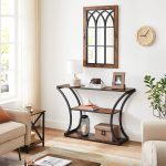 Masa Consola, VASAGLE, blat de masa extins, pentru sufragerie, 120 x 30 x 80 cm, stil industrial, maro rustic si negru LNT089B01 - imagine 3