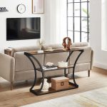 Masa Consola, VASAGLE, blat de masa extins, pentru sufragerie, 120 x 30 x 80 cm, stil industrial, maro rustic si negru LNT089B01 - imagine 7