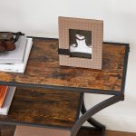 Masa Consola, VASAGLE, blat de masa extins, pentru sufragerie, 120 x 30 x 80 cm, stil industrial, maro rustic si negru LNT089B01 - imagine 4