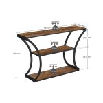 Masa Consola, VASAGLE, blat de masa extins, pentru sufragerie, 120 x 30 x 80 cm, stil industrial, maro rustic si negru LNT089B01 - imagine 6
