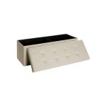 Taburet pliabil, cu spatiu de depozitare, 110 x 38 x 38 cm, crem