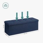 Taburet pliabil, cu spatiu de depozitare, 110 x 38 x 38 cm, albastru - imagine 5