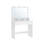 Masuta de toaleta VASAGLE 80 x 40 x 140 cm, cu oglinda 9 becuri LED, 2 sertare si 3 compartimente de depozitare, alb