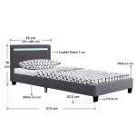 Pat tapitat Verona, iluminare LED 16 culori, reglare intensitate culoare, telecomanda, 90 x 200 cm, gri - imagine 2