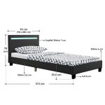 Pat tapitat cu piele ecologica Verona, iluminare LED 16 culori, reglare intensitate culoare, telecomanda, 90 x 200 cm, negru - imagine 2