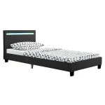 Pat tapitat cu piele ecologica Verona, iluminare LED 16 culori, reglare intensitate culoare, telecomanda, 90 x 200 cm, negru