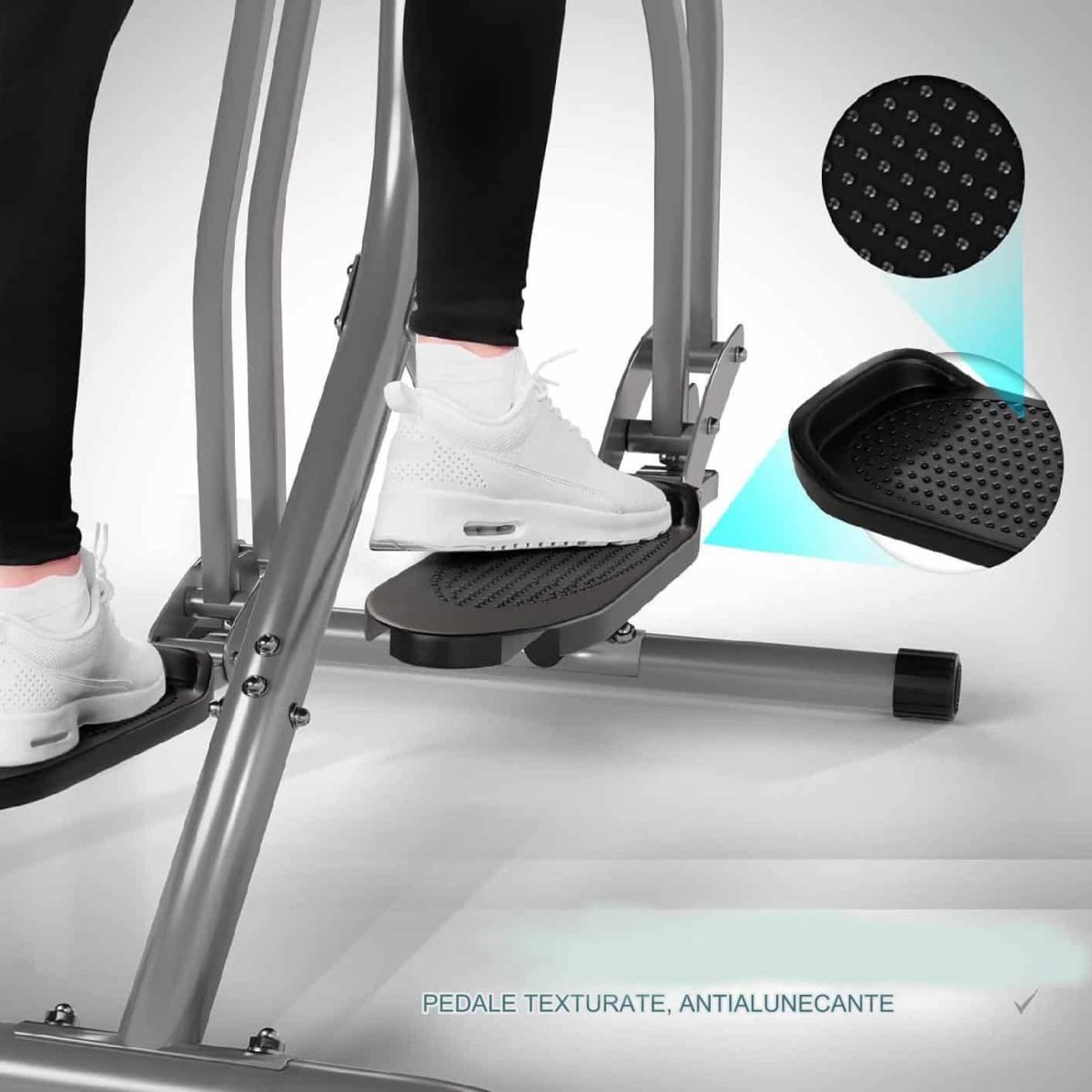 Bicicleta eliptica cu display LCD, pentru fitness cu monitorizare activitati fizice, greutate maxima 100 kg, 144,5 x 97 x 60 cm - imagine 3