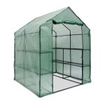 Sera cu rafturi, dimensiuni 195 x 140 x 140 cm, transparent/verde, Relaxdays