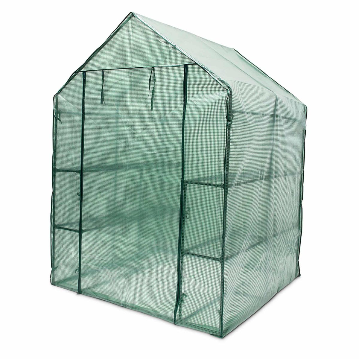 Sera cu rafturi, dimensiuni 195 x 140 x 140 cm, transparent/verde, Relaxdays - imagine 3