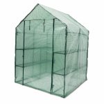 Sera cu rafturi, dimensiuni 195 x 140 x 140 cm, transparent/verde, Relaxdays - imagine 3