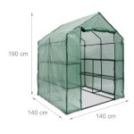Sera cu rafturi, dimensiuni 195 x 140 x 140 cm, transparent/verde, Relaxdays - imagine 4