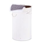 Cos rufe rotund, 70 l, bambus, alb, 65 x 41 cm