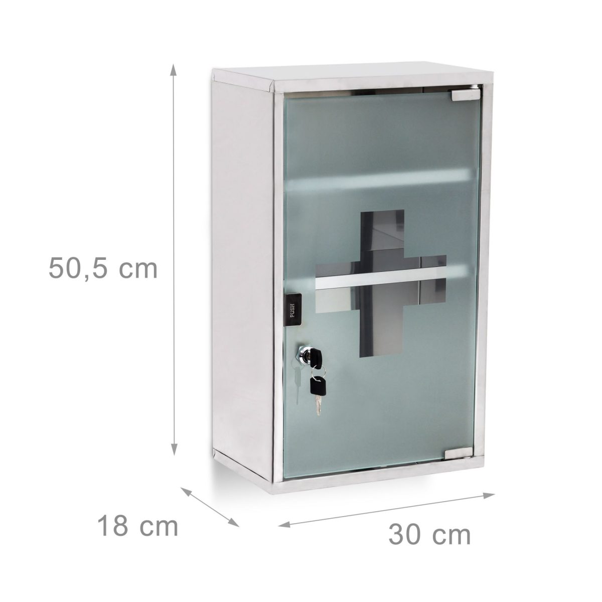 Dulap pentru medicamente XL, Inox, Relaxdays, 50.5 x 30 x 18 cm - imagine 4