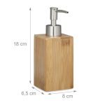 Dispenser sapun Relaxdays, bambus, 240 ml - imagine 3