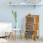Dulap universal cu 3 sertare si roti, din bambus si MDF, 92 x 41 x 41 cm - imagine 2