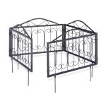 Gard decorativ metal vintage, cu infigere in sol, 4 piese, 47 x 56,5 x 1,5, negru