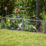 Gard decorativ metal vintage, cu infigere in sol, 4 piese, 47 x 56,5 x 1,5, negru - imagine 2