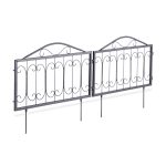 Gard decorativ metal vintage, cu infigere in sol, 4 piese, 47 x 56,5 x 1,5, negru - imagine 3