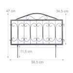 Gard decorativ metal vintage, cu infigere in sol, 4 piese, 47 x 56,5 x 1,5, negru - imagine 4