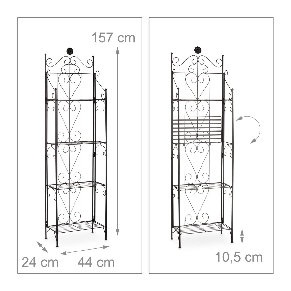 Suport metalic pentru flori, dimensiuni 157 x 44 x 24, Relaxdays - imagine 7