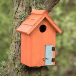 Casuta decorativa din lemn pentru pasari, 24, 5 x 17 x 12 cm, portocaliu