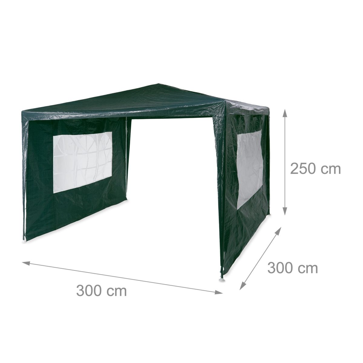 Cort Pavilion cu 2 pereți laterali, metal, 3 m x 3 m, verde, Relaxdays - imagine 3